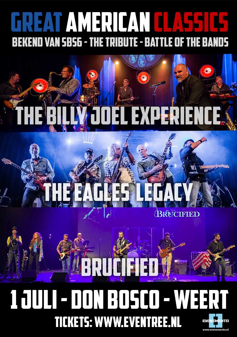 Bekend van SBS6 The Tribute | Battle of The Bands |  Great American Classics (The Billy Joel Experience, The Eagles Legacy, Brucified)