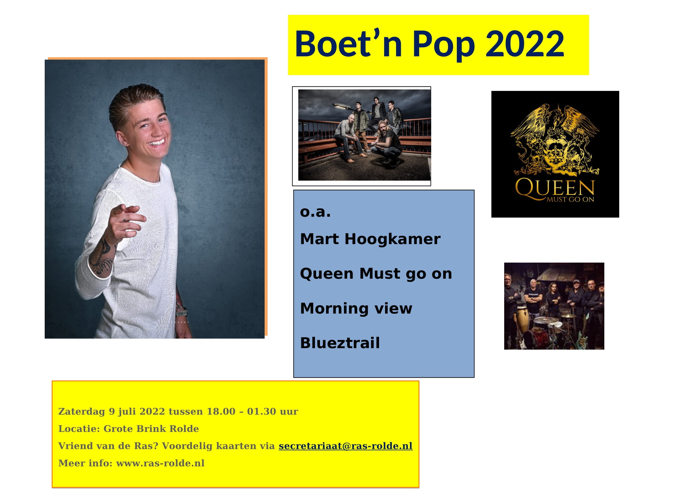 Boet'n Pop; Mart Hoogkamer, Queen must go on (winnaar SBS6 The tribute; battle of the bands) en meer...