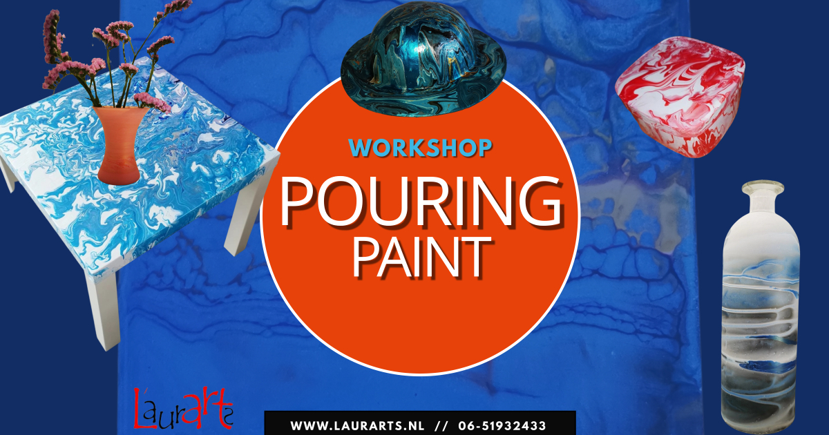 Workshop Pouring paint (acryl vloeiverf) 18 juni