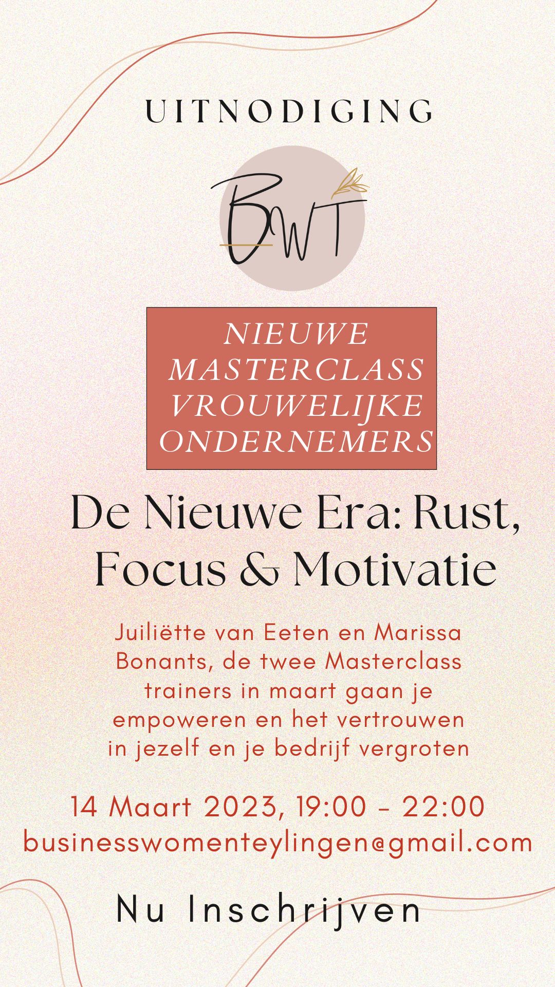 BWT Masterclass: De  Nieuwe Era: Rust, Focus en Motivatie voor Vrouwelijke Ondernemers